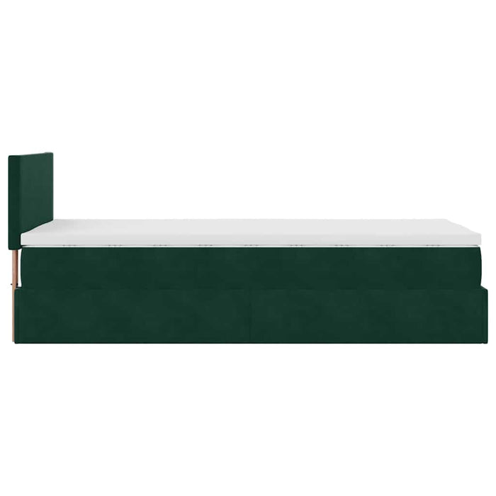 Pat otoman cu saltea și LED-uri, verde închis, 90x200cm catifea - WALTI WALTI