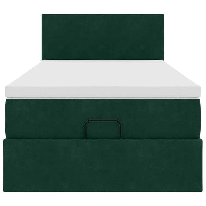 Cadru de pat otoman cu saltea verde închis 100x200cm catifea - WALTI WALTI