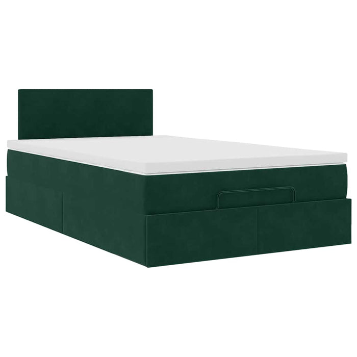 Pat otoman cu saltea și LED-uri, verde închis 120x190cm catifea - WALTI WALTI