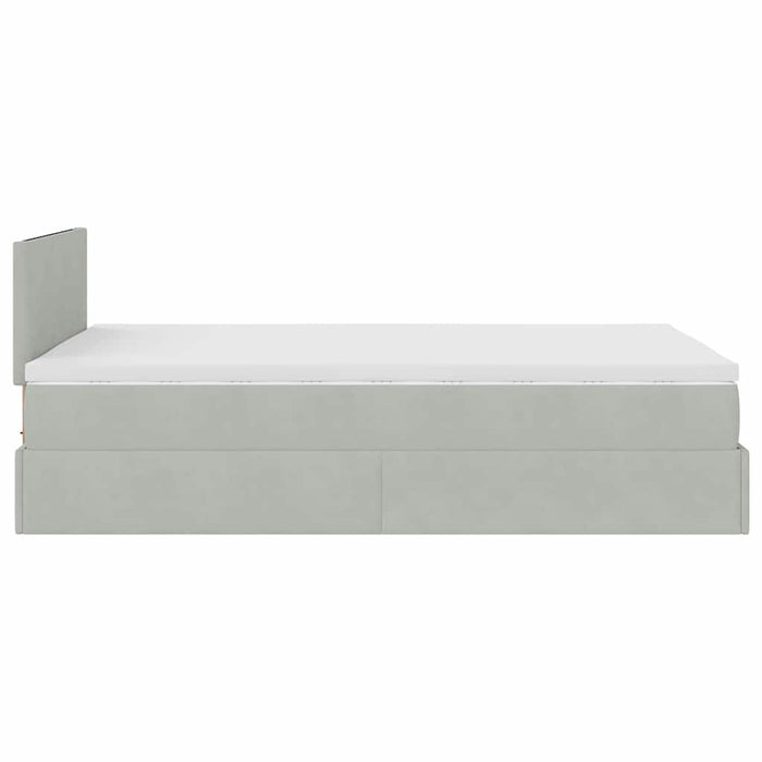 Cadru de pat otoman cu saltea Gri deschis 120x200cm catifea - WALTI WALTI
