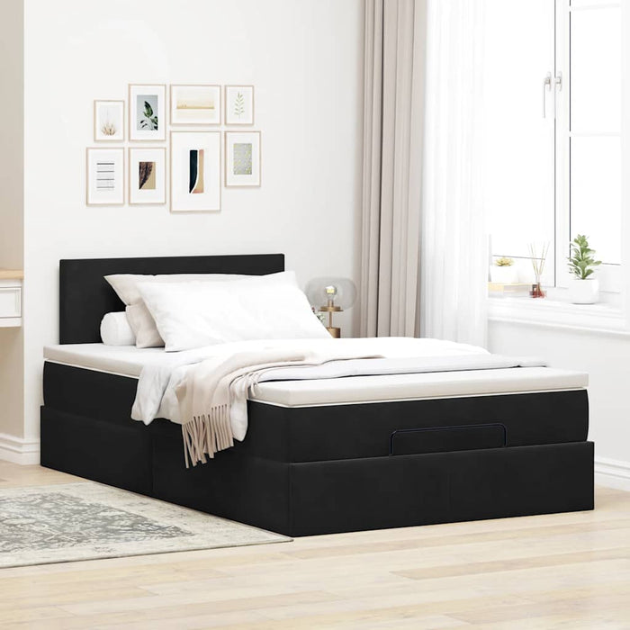 Cadru pat otoman cu saltea, catifea neagră 120x200 cm - WALTI WALTI