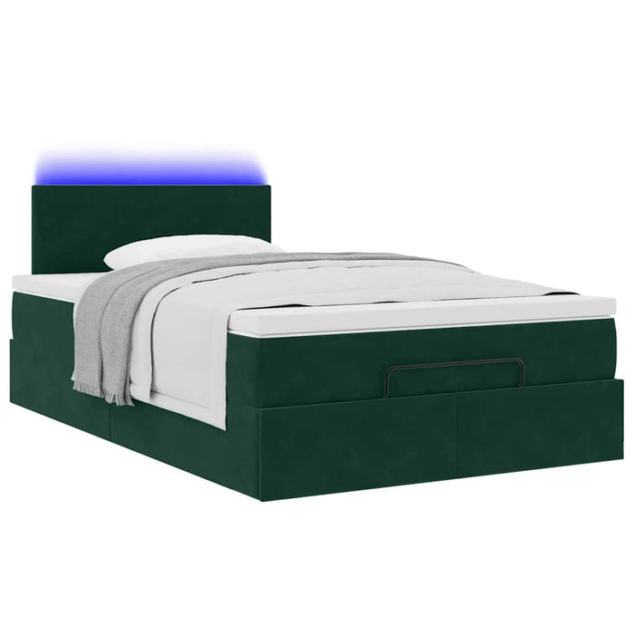 Cadru de pat otoman cu saltea verde închis 120x200cm catifea - WALTI WALTI