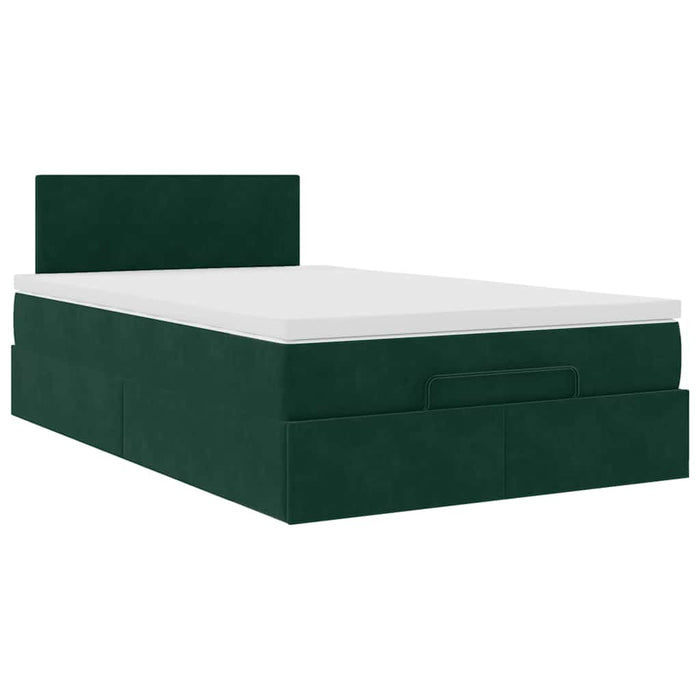 Cadru de pat otoman cu saltea verde închis 120x200cm catifea - WALTI WALTI
