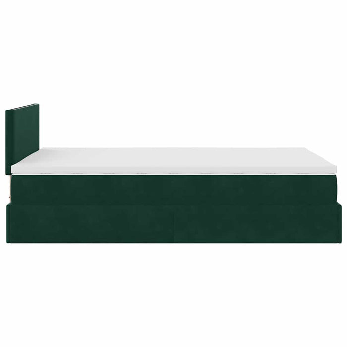 Cadru de pat otoman cu saltea verde închis 120x200cm catifea - WALTI WALTI
