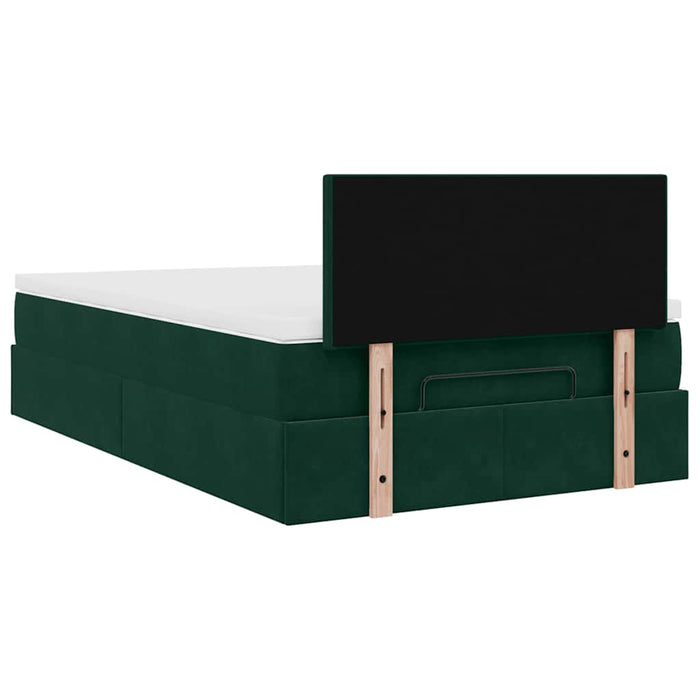 Cadru de pat otoman cu saltea verde închis 120x200cm catifea - WALTI WALTI