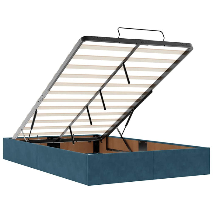 Cadru de pat otoman cu saltea Albastru închis 120x200cm catifea - WALTI WALTI