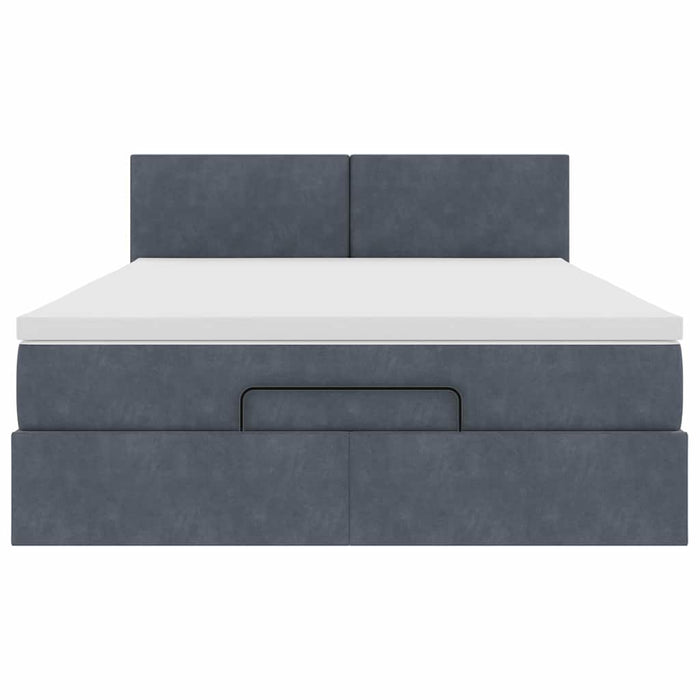 Cadru de pat otoman cu saltea Gri închis 140x190cm catifea - WALTI WALTI
