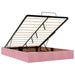 Cadru de pat otoman cu saltea roz 140x190cm catifea - WALTI WALTI