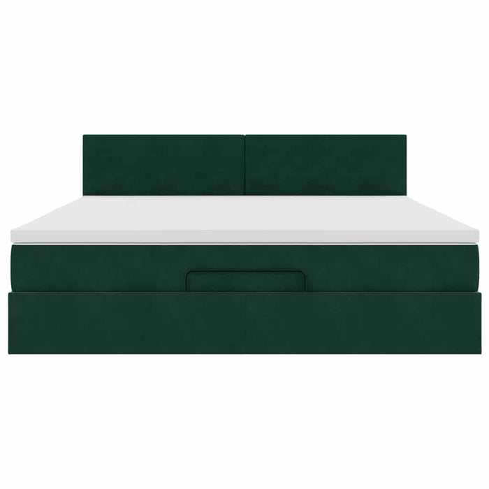 Cadru de pat otoman cu saltea verde închis 160x200cm catifea - WALTI WALTI