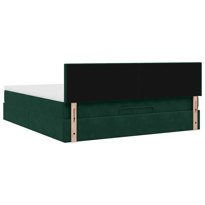 Cadru de pat otoman cu saltea verde închis 160x200cm catifea - WALTI WALTI