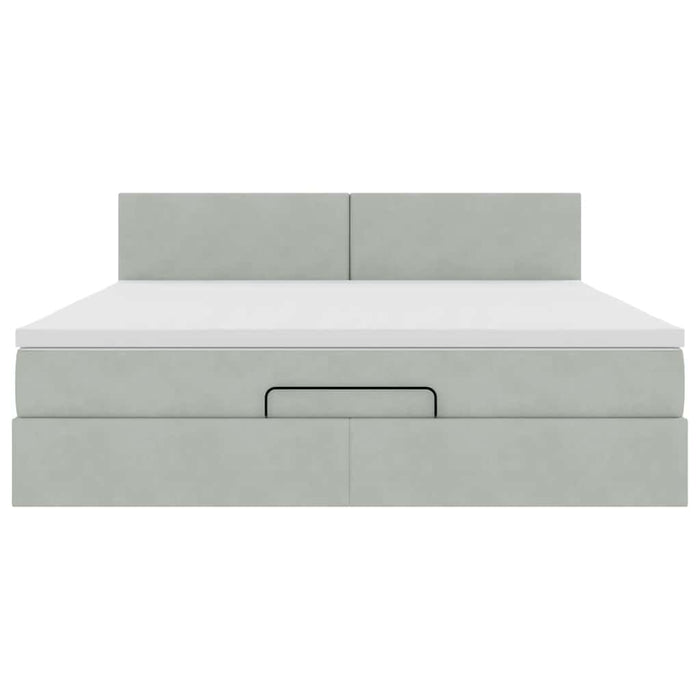 Cadru de pat otoman cu saltea Gri deschis 180x200cm catifea - WALTI WALTI
