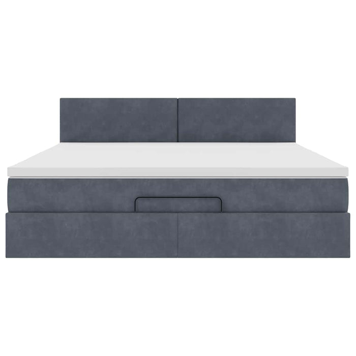 Cadru de pat otoman cu saltea Gri închis 180x200cm catifea - WALTI WALTI