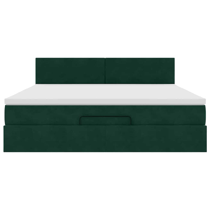 Cadru de pat otoman cu saltea verde închis 180x200cm catifea - WALTI WALTI