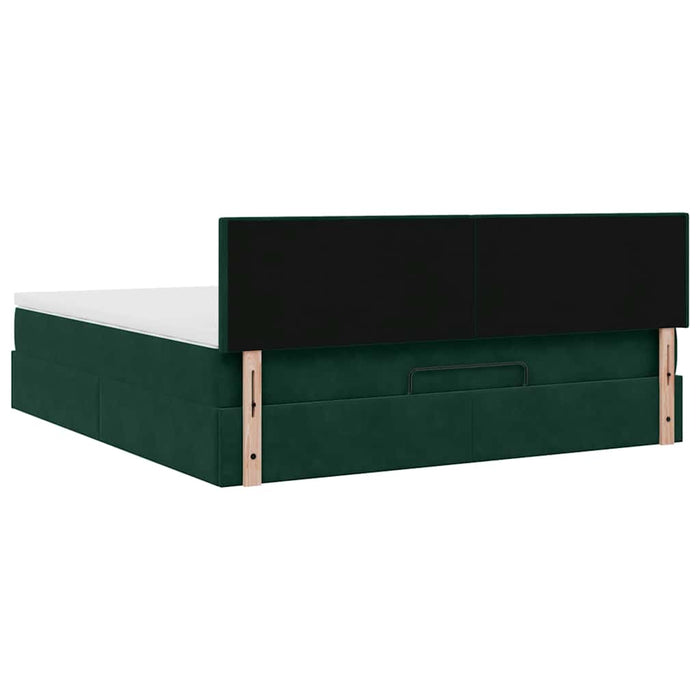 Cadru de pat otoman cu saltea verde închis 180x200cm catifea - WALTI WALTI