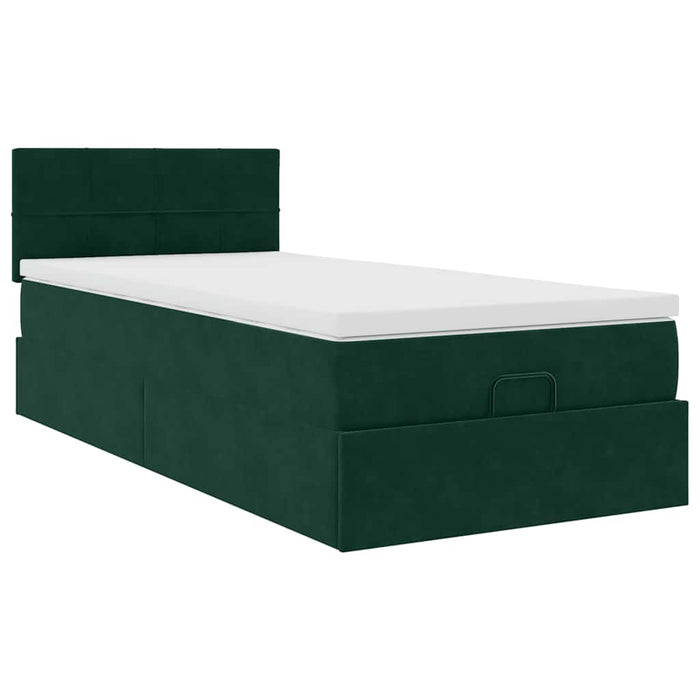 Pat otoman cu saltea și LED-uri, verde închis, 80x200cm catifea - WALTI WALTI