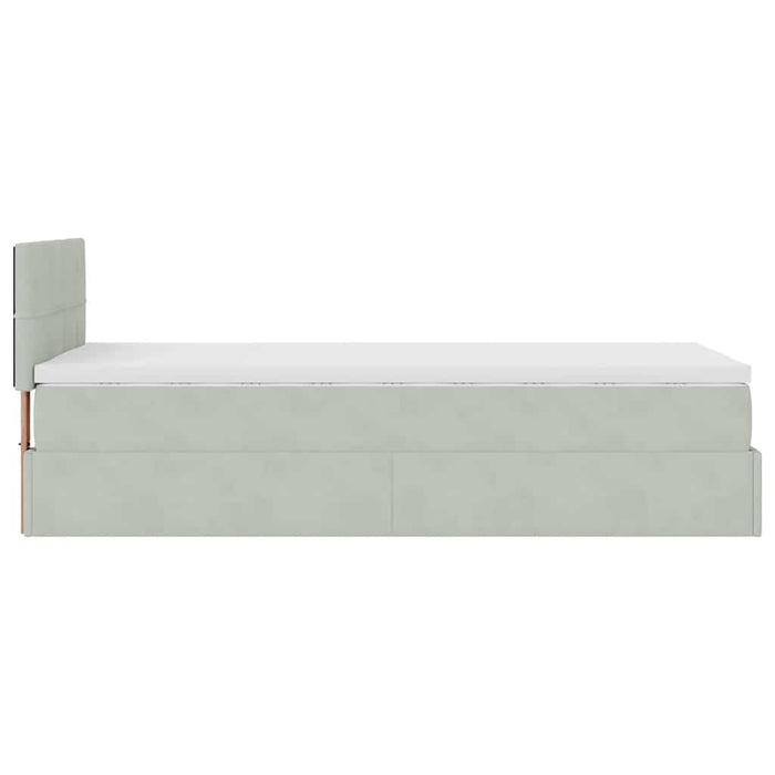 Cadru de pat otoman cu saltea Gri deschis 90x190cm catifea - WALTI WALTI