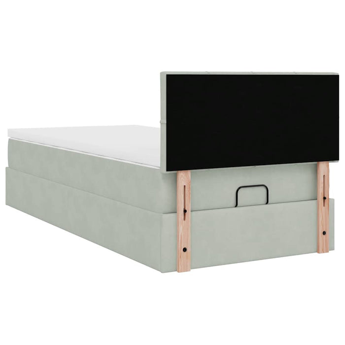 Cadru de pat otoman cu saltea Gri deschis 90x190cm catifea - WALTI WALTI