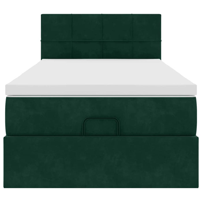 Cadru de pat otoman cu saltea verde închis 90x190cm catifea - WALTI WALTI
