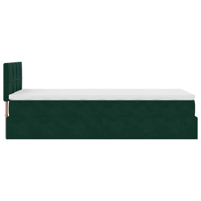 Pat otoman cu saltea și LED-uri, verde închis, 90x200cm catifea - WALTI WALTI