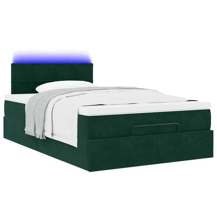 Pat otoman cu saltea și LED-uri, verde închis 120x190cm catifea - WALTI WALTI