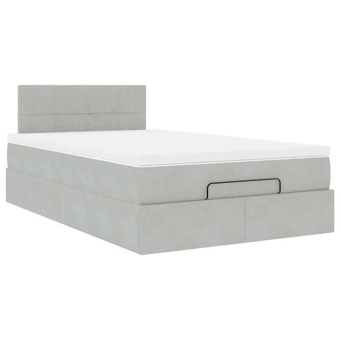 Cadru de pat otoman cu saltea Gri deschis 120x200cm catifea - WALTI WALTI