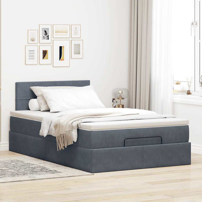 Cadru de pat otoman cu saltea Gri închis 120x200cm catifea - WALTI WALTI