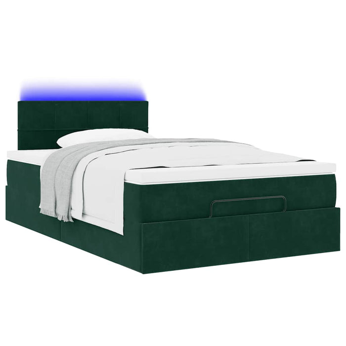 Cadru de pat otoman cu saltea verde închis 120x200cm catifea - WALTI WALTI