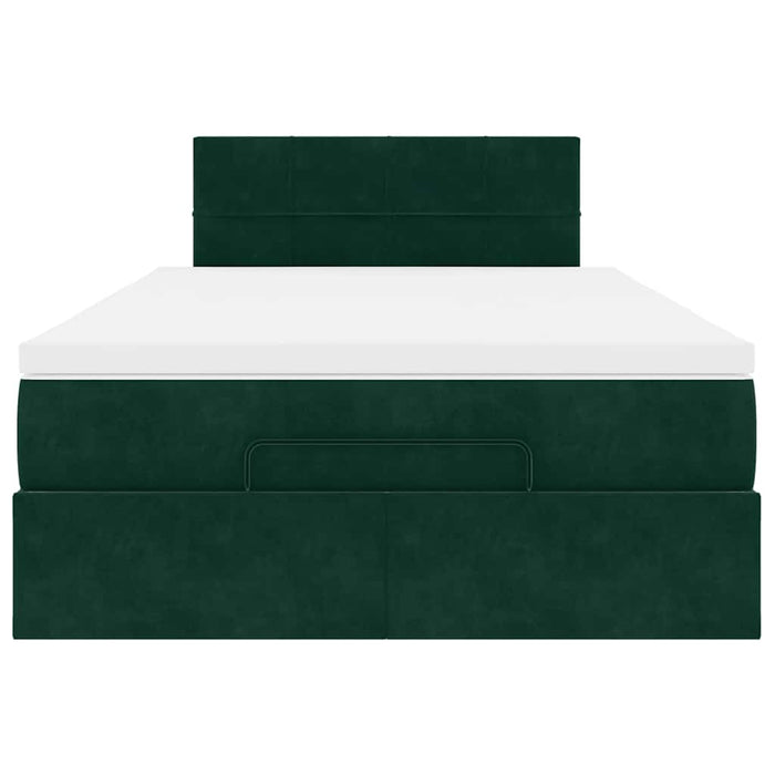 Cadru de pat otoman cu saltea verde închis 120x200cm catifea - WALTI WALTI