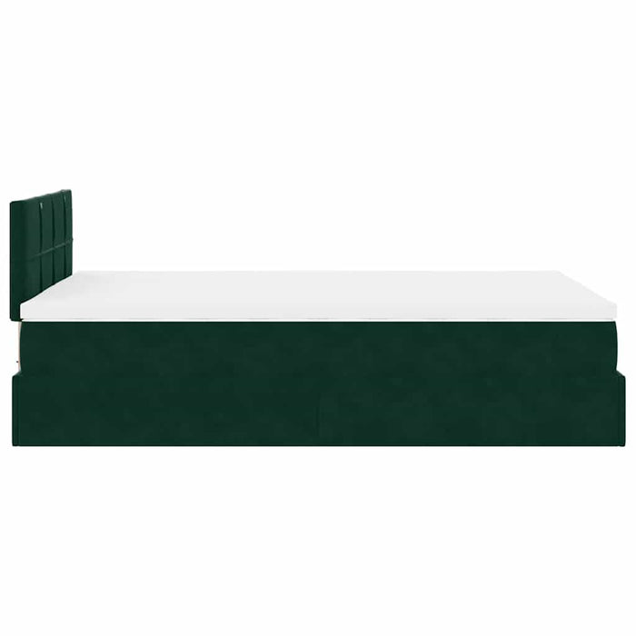 Cadru de pat otoman cu saltea verde închis 120x200cm catifea - WALTI WALTI