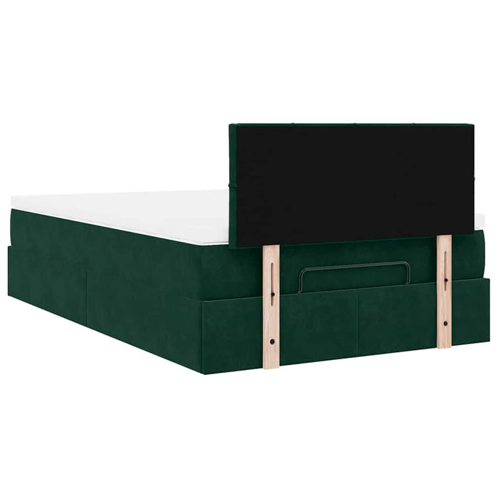 Cadru de pat otoman cu saltea verde închis 120x200cm catifea - WALTI WALTI