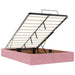 Cadru de pat otoman cu saltea, catifea roz 120x200cm - WALTI WALTI