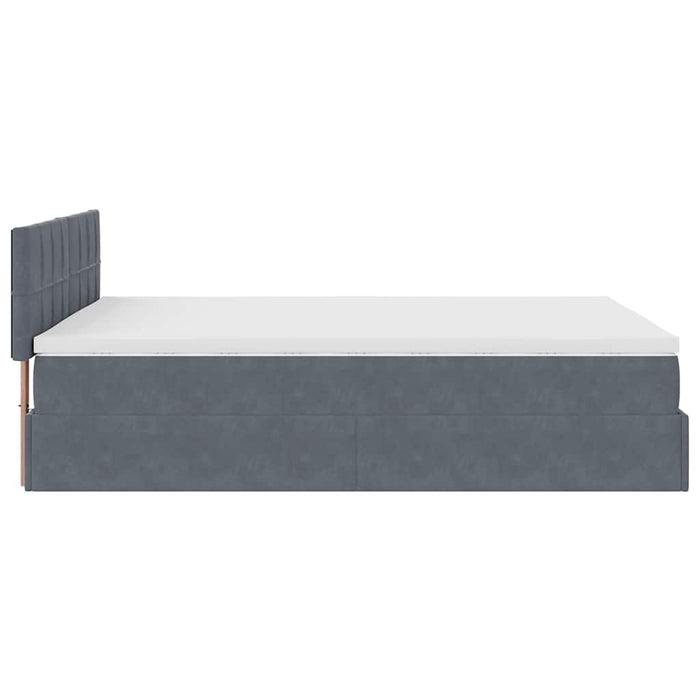 Cadru de pat otoman cu saltea Gri închis 140x200cm catifea - WALTI WALTI