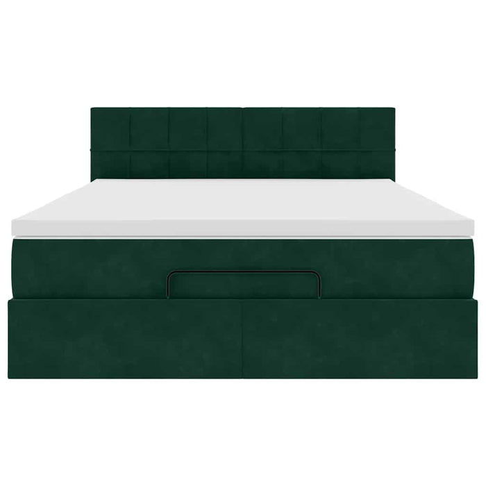 Cadru de pat otoman cu saltea verde închis 140x200cm catifea - WALTI WALTI