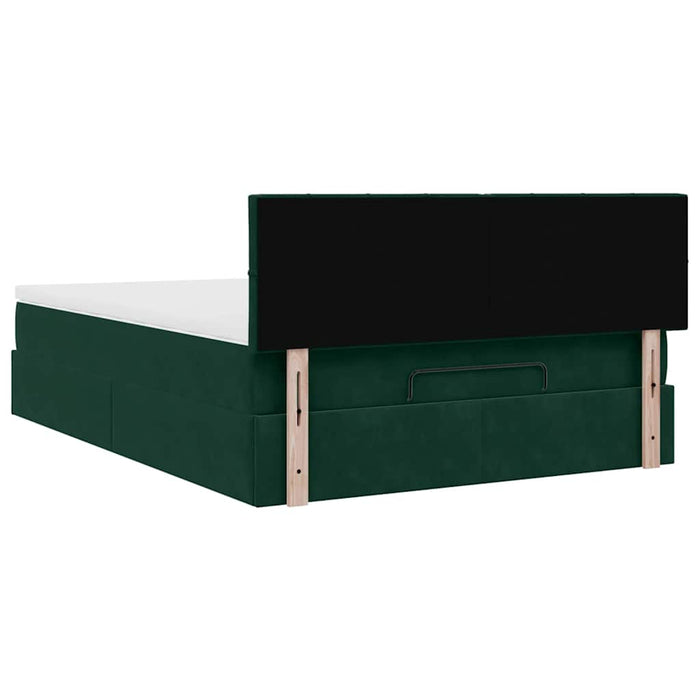 Cadru de pat otoman cu saltea verde închis 140x200cm catifea - WALTI WALTI