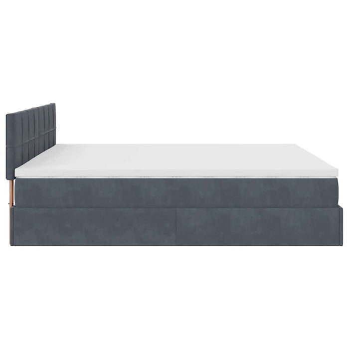 Cadru de pat otoman cu saltea Gri închis 160x200cm catifea - WALTI WALTI