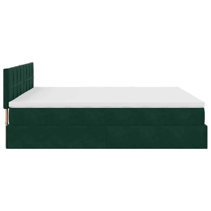 Cadru de pat otoman cu saltea verde închis 180x200cm catifea - WALTI WALTI