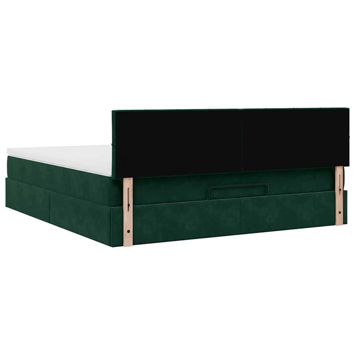 Cadru de pat otoman cu saltea verde închis 180x200cm catifea - WALTI WALTI