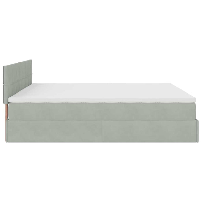 Cadru de pat otoman cu saltele Gri deschis 200x200cm catifea - WALTI WALTI