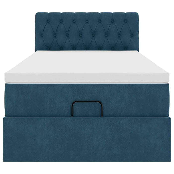 Cadru de pat otoman cu saltea, catifea albastru închis 90x190cm - WALTI WALTI