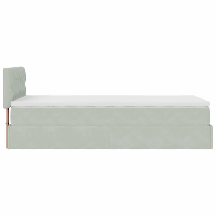 Cadru de pat otoman cu saltea Gri deschis 90x200cm catifea - WALTI WALTI