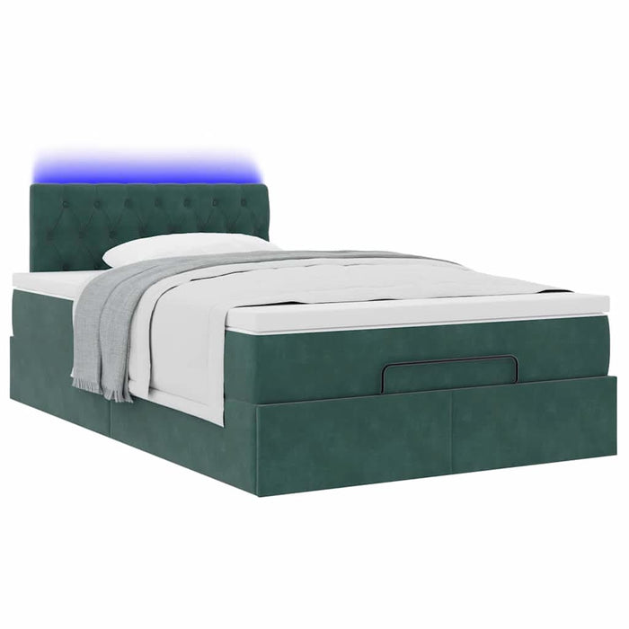 Cadru de pat otoman cu saltea verde închis 120x200cm catifea - WALTI WALTI