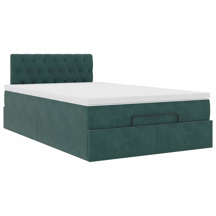 Cadru de pat otoman cu saltea verde închis 120x200cm catifea - WALTI WALTI