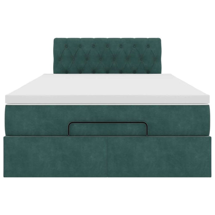 Cadru de pat otoman cu saltea verde închis 120x200cm catifea - WALTI WALTI
