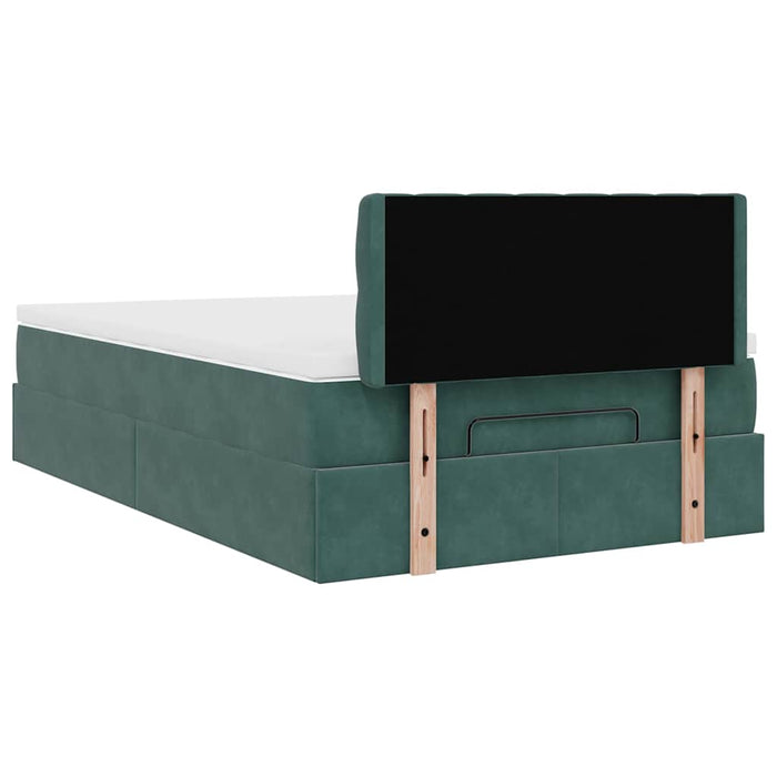 Cadru de pat otoman cu saltea verde închis 120x200cm catifea - WALTI WALTI
