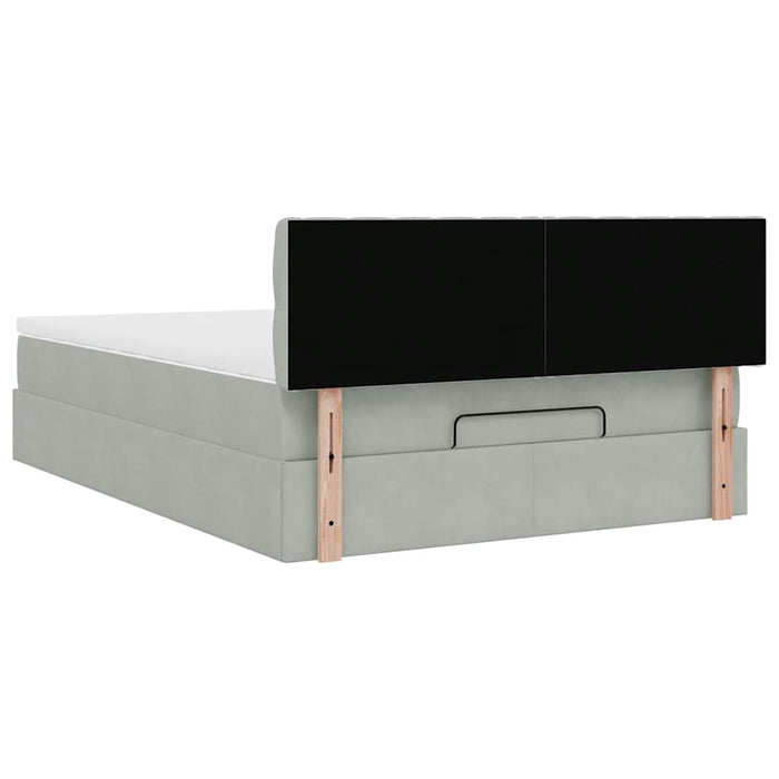 Cadru de pat otoman cu saltea Gri deschis 140x190cm catifea - WALTI WALTI