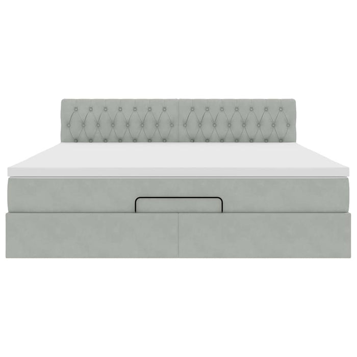 Cadru de pat otoman cu saltea Gri deschis 160x200cm catifea - WALTI WALTI