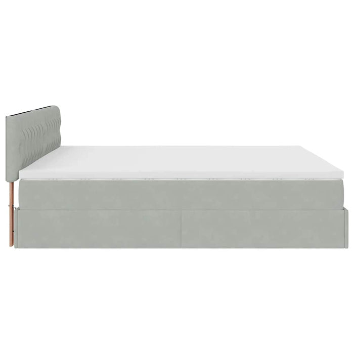 Cadru de pat otoman cu saltea Gri deschis 160x200cm catifea - WALTI WALTI