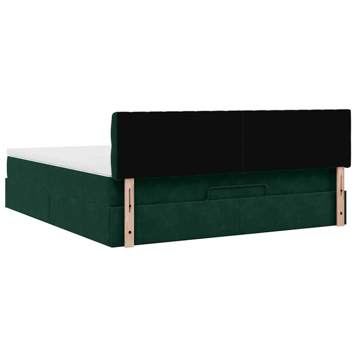 Cadru de pat otoman cu saltea verde închis 180x200cm catifea - WALTI WALTI