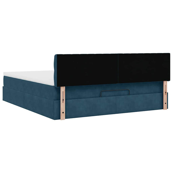 Cadru de pat otoman cu saltea Albastru închis 180x200cm catifea WALTI