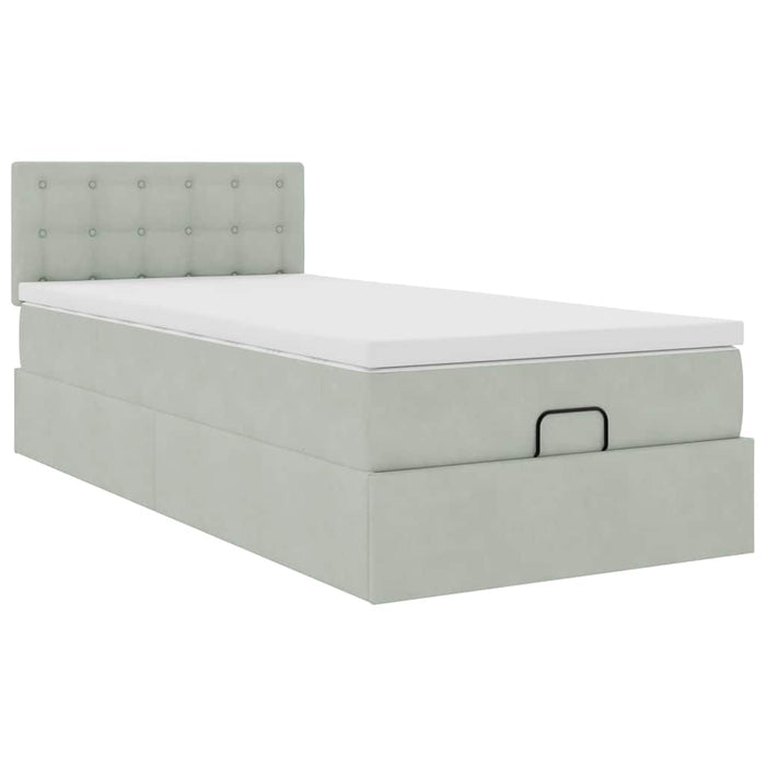 Cadru de pat otoman cu saltea Gri deschis 80x200cm catifea - WALTI WALTI